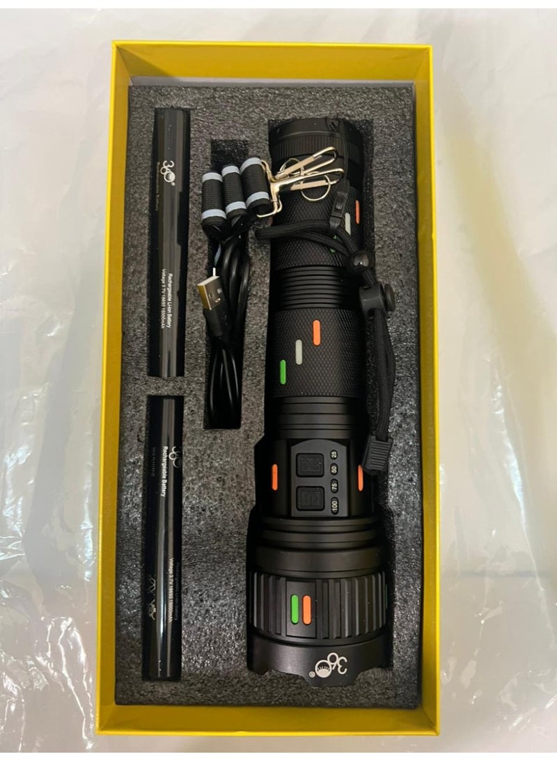 360 Professional Aluminum Alloy Type-C Rechargeable 3000m Long Range High Power Torch - Image 4